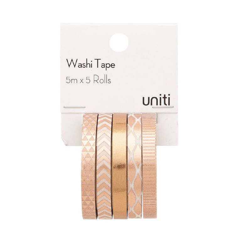Uniti Thin Washi Tape Rose Gold 5 Pack, , hi-res