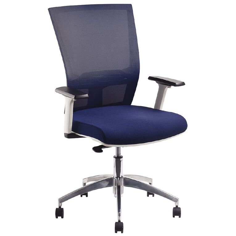 Jasper J Advance Air Plus Ergonomic Syncro Chair White/Blue with Arms, , hi-res