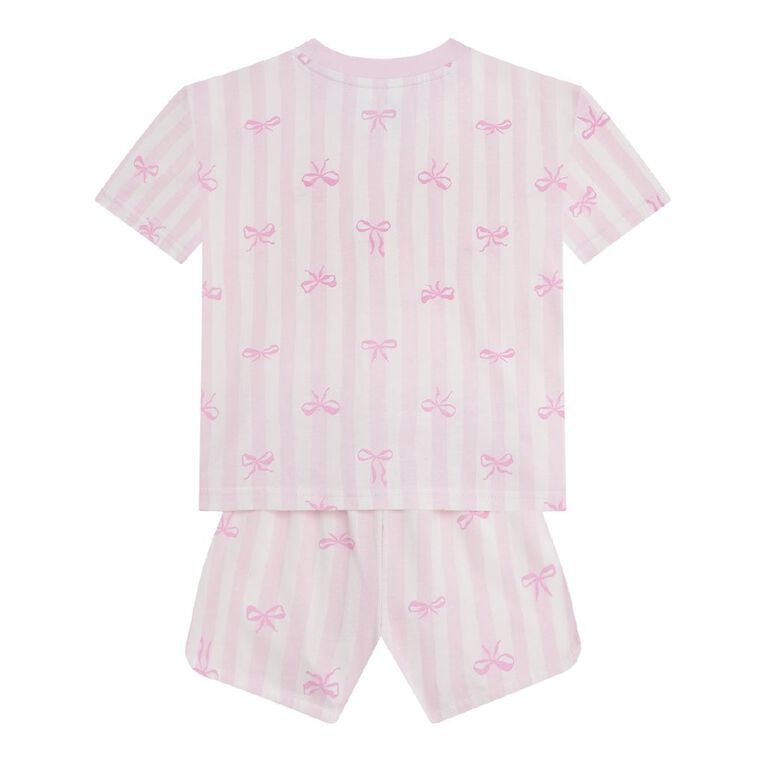 H&H Girls' Tee and Shorts Pyjama Set 2 Pack, Purple Mid, hi-res
