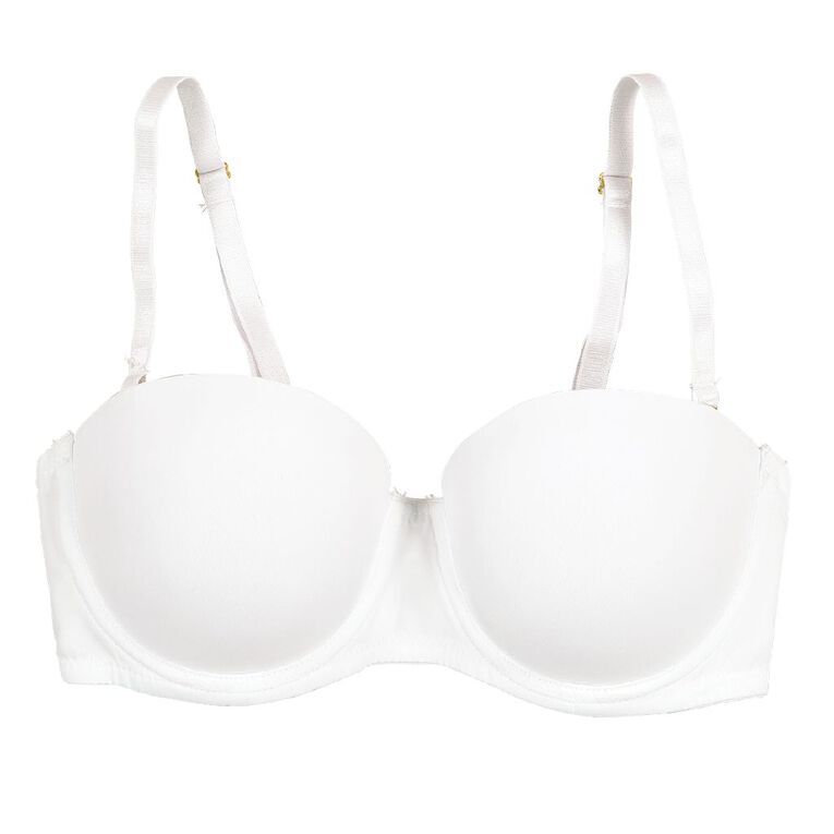H&H Women's Strapless Bra, White, hi-res