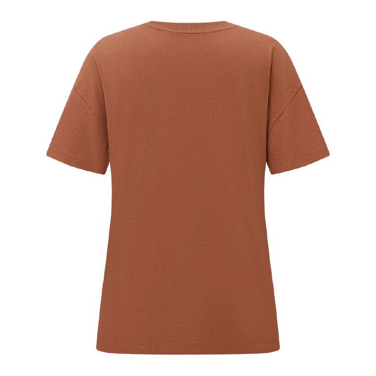 H&H Women's Short Sleeve Boyfriend Graphic Tee, Brown Light ART, hi-res