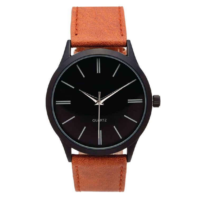 H&H Men's Classic Analogue Watch Tan/Black, , hi-res