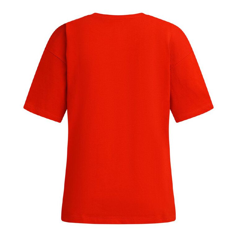 H&H Women's Short Sleeve Boyfriend Graphic Tee, Red Mid, hi-res