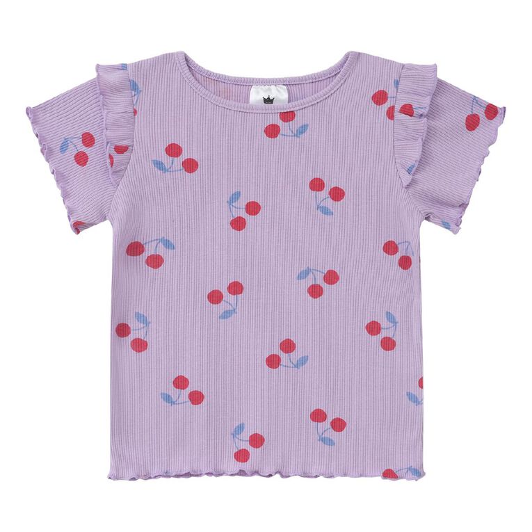 Young Original Toddler Short Sleeve Print Rib Tee, Purple Light, hi-res