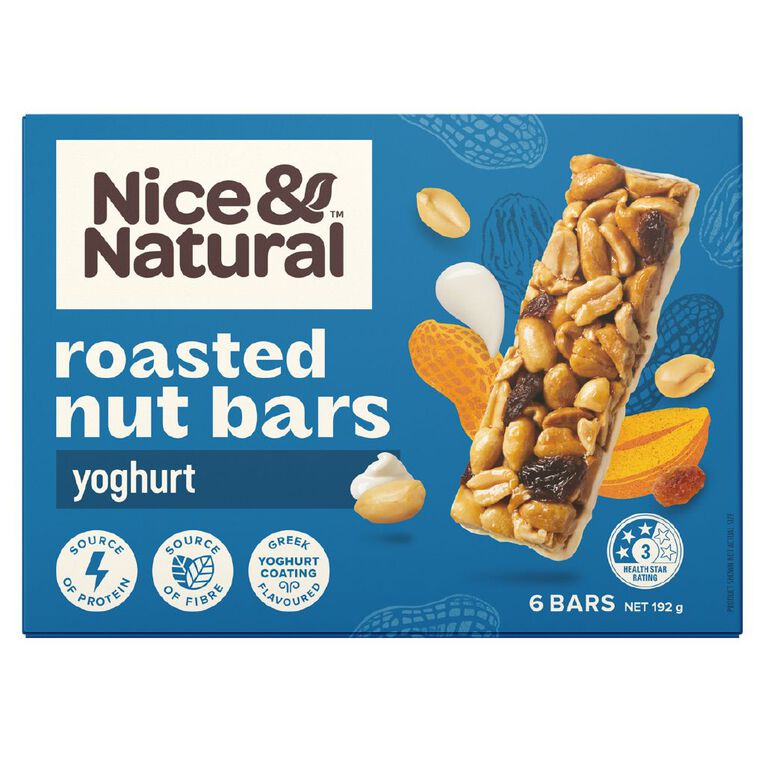 Nice & Natural Roasted Nut Bar Peanut Yoghurt 192g 6 Pack, , hi-res
