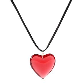 Suede Cord Heart Pendant Necklace