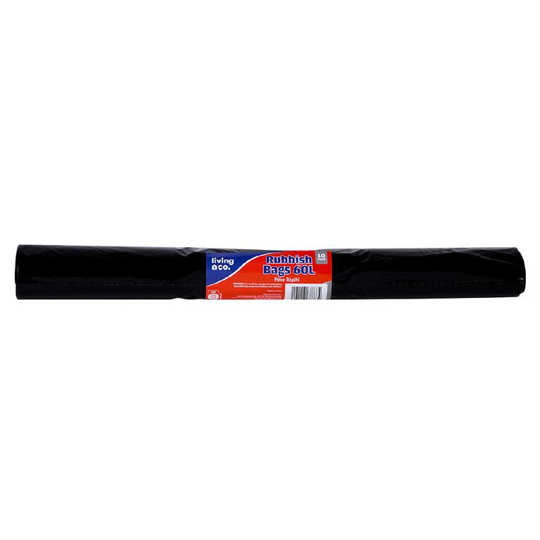 Living & Co Black Rubbish Bags 10 Pack, , hi-res