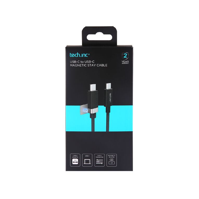 Tech.Inc 60W USB C Magnetic Stay Cable 1m TICCS1907 Black, , hi-res