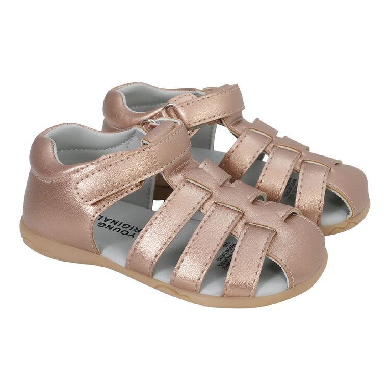 Young Original Infants' PU Cage Sandals, Rose Gold, hi-res