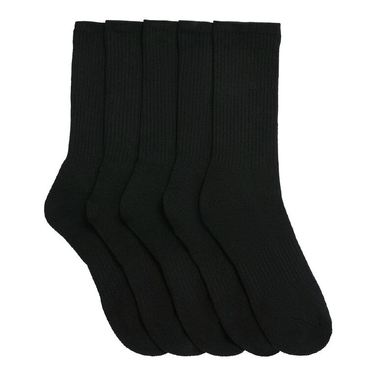 Active Intent Men's Cushioned Crew Socks 5 Pack, Black, hi-res