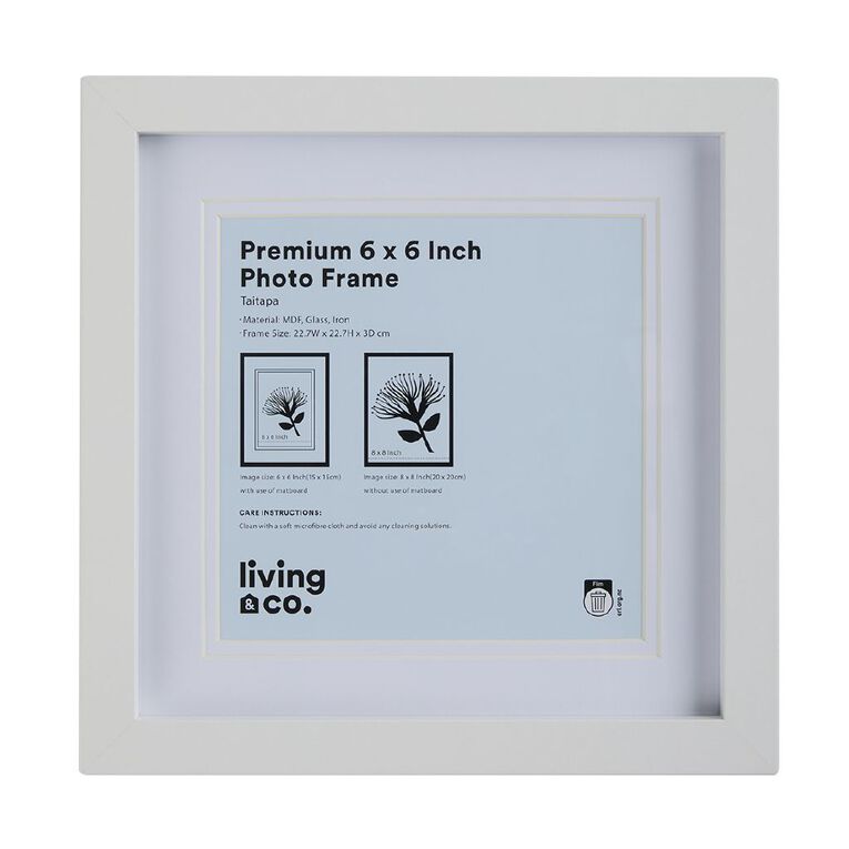 Living & Co Premium Photo Frame 6in x 6in White, , hi-res