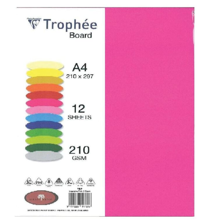 Trophee Board 210gsm Intensive Pink 12 Pack, , hi-res
