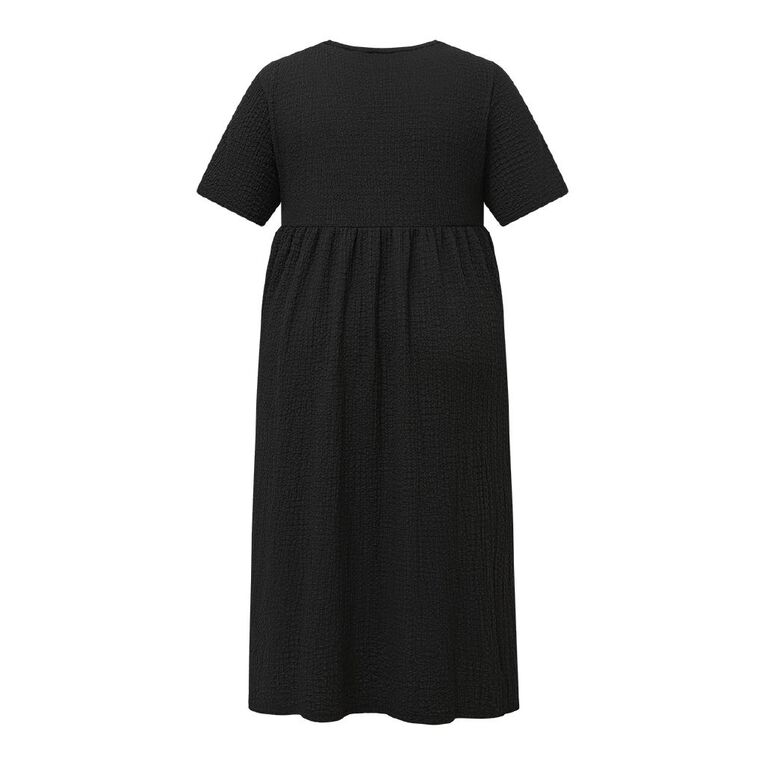 H&H Curve Women's Short Sleeve Popcorn Midi Dress, Black, hi-res