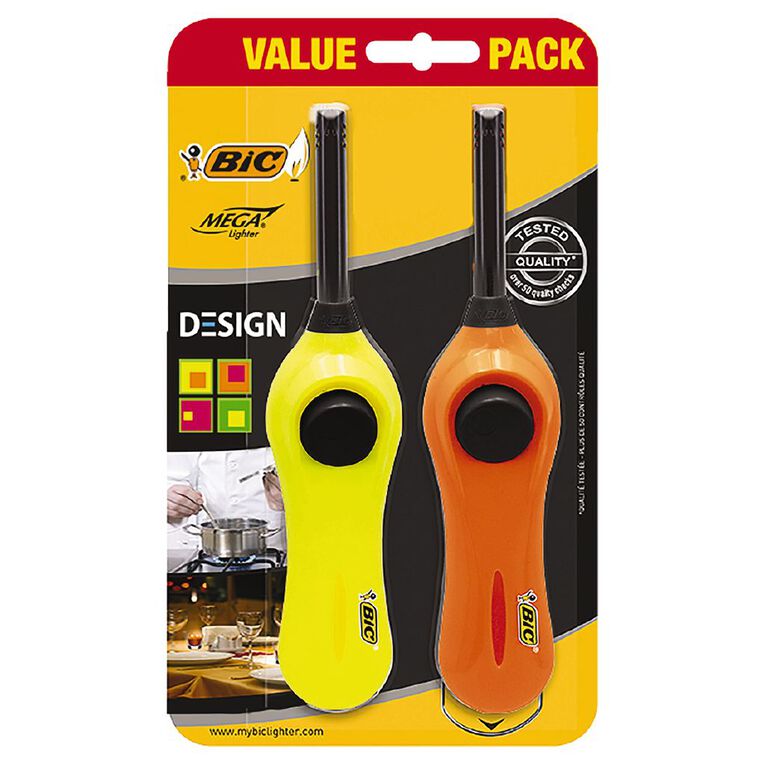 Bic U140 Fluo Mega Lighter 2 Pack The Warehouse