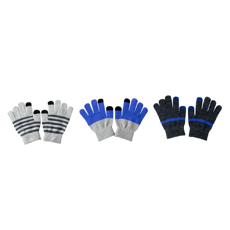 Young Original Kids' 3 Pack Gloves, Blue Mid, hi-res