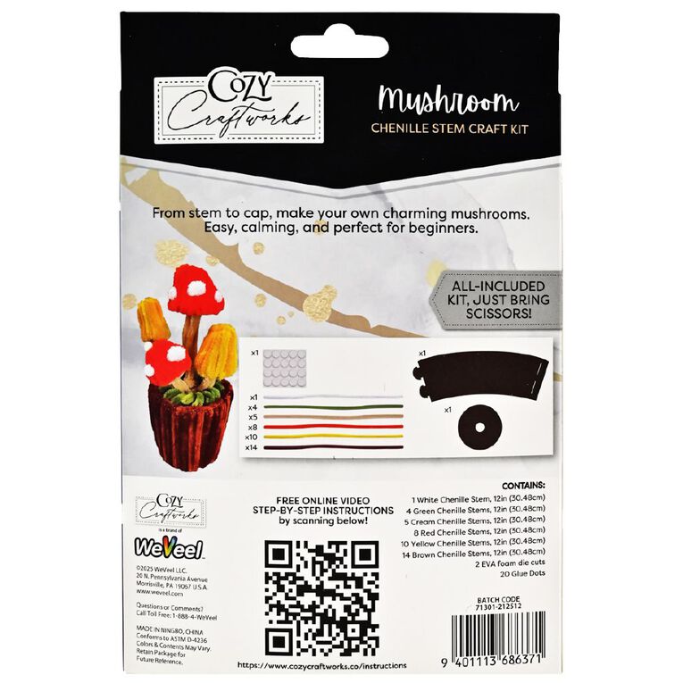 Uniti Adults Chenille Stem Mini Mushroom, , hi-res