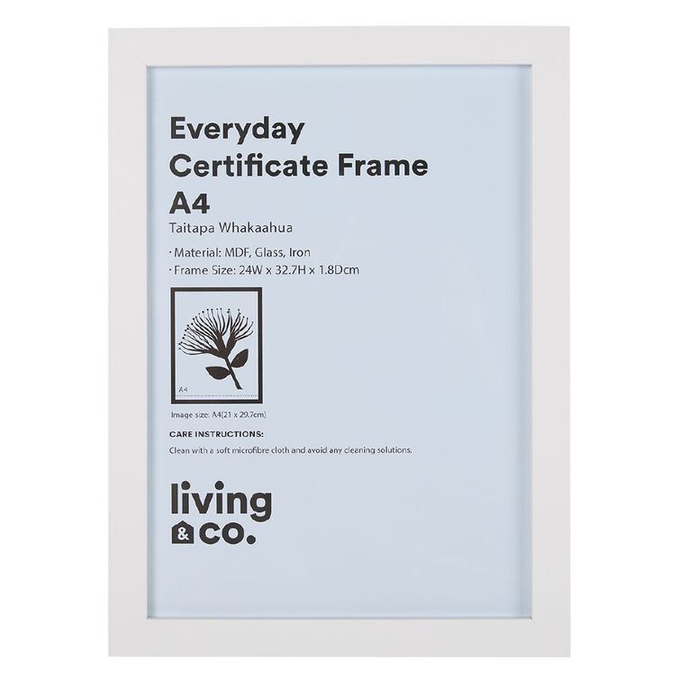 Living & Co Everyday Certificate Frame White A4, , hi-res