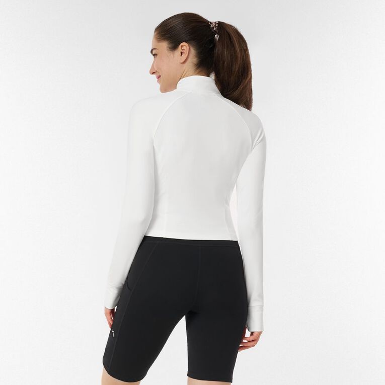 Active Intent Women's Rib Run Zip Sweat, White, hi-res