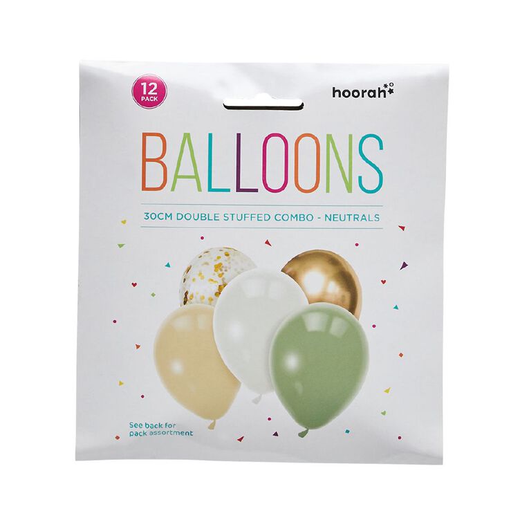 Hoorah Double Stuffed Balloons 30cm 12 Pack, , hi-res
