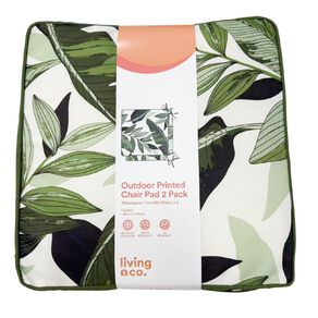 Living & Co Outdoor Cushion Chair Pad 2 Pack Print Green