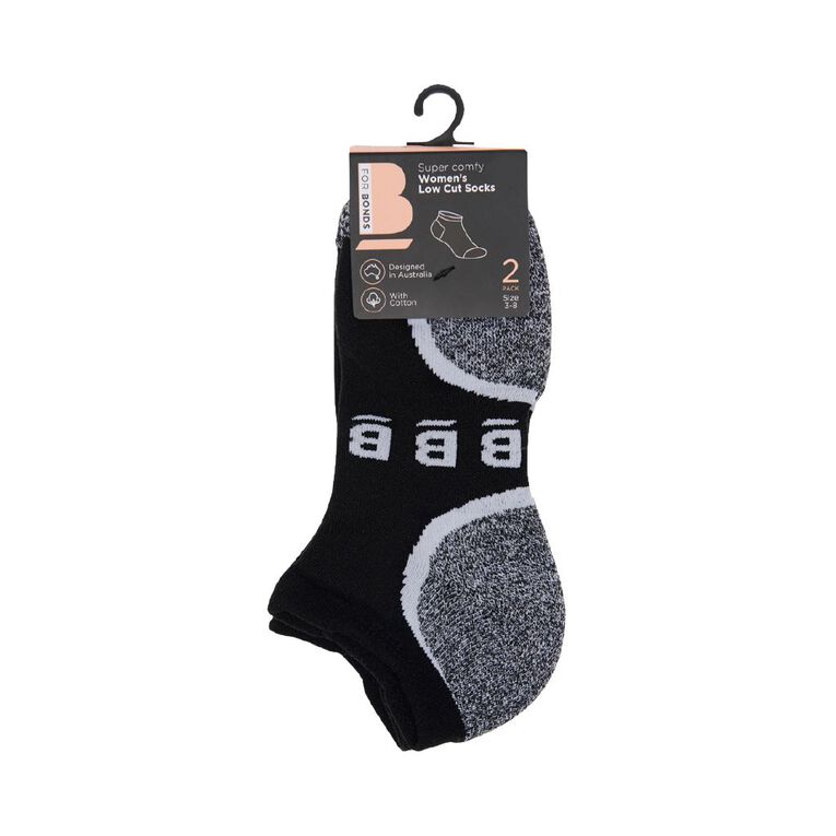 B FOR BONDS Women's Low Cut Active Socks 2 Pack, Black, hi-res