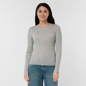 H&H Women's Merino Blend Rib Crew Knit
