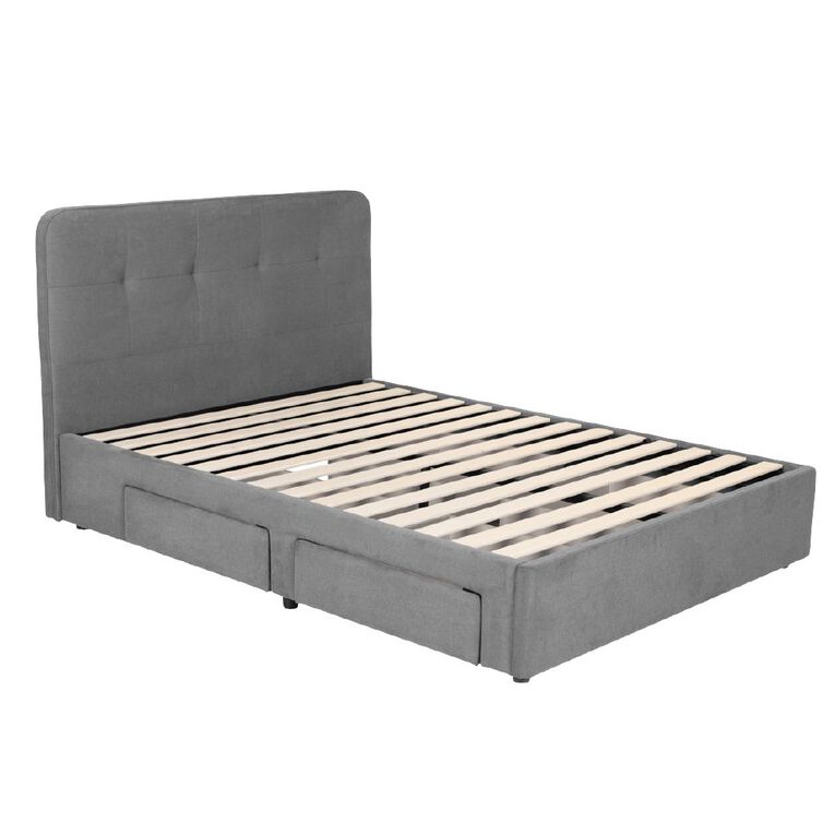 Living & Co Upholstered Storage Bed Grey Queen, , hi-res