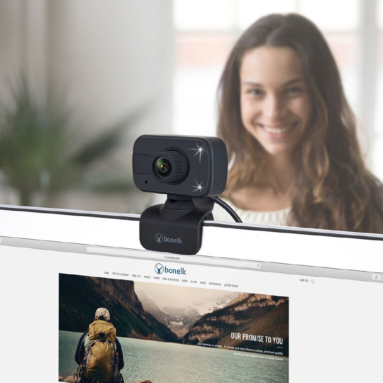 Bonelk USB Webcam Clip On 1080p Black, , hi-res