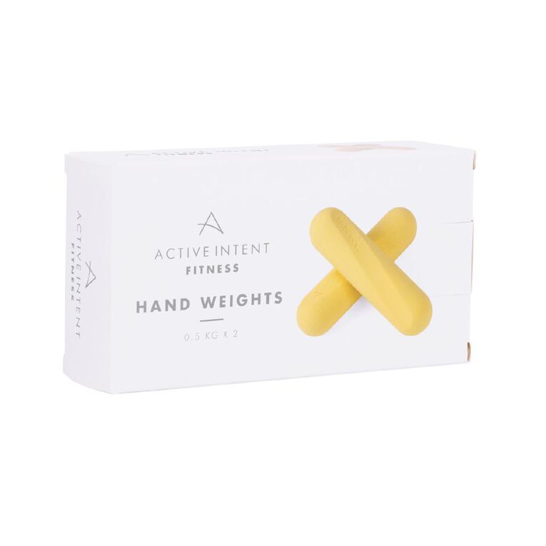 Active Intent Fitness Silicone Hand Weights 0.5kg Yellow 2 Pack, , hi-res