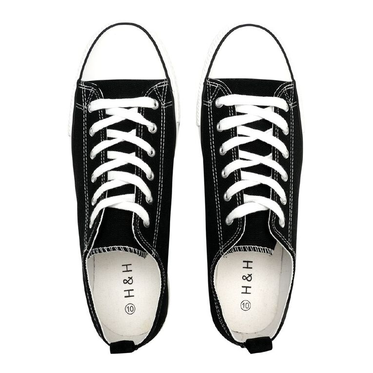 H&H Men's James Canvas Low Top Sneakers, Black/White, hi-res