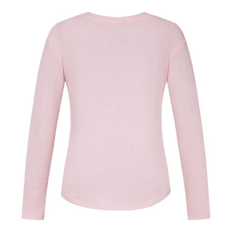 H&H Women's Brushed Fleece Drop Shoulder Top, Pink Light, hi-res