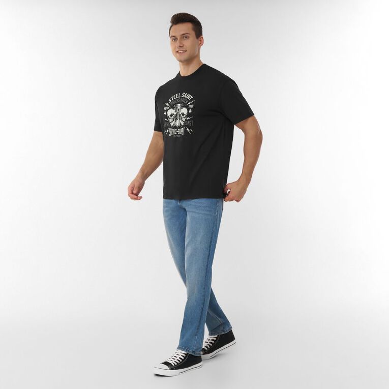 H&H Men's Relaxed Fit Graphic Tee, Black SkullRider, hi-res
