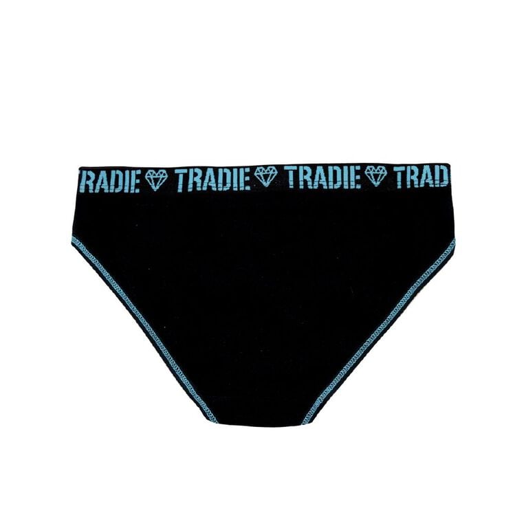 Tradie Girls' Bikini Briefs 3 Pack, Black, hi-res