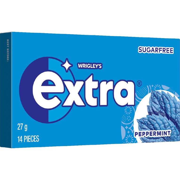 Extra Peppermint Chewing Gum Sugar Free 14 Piece 27g, , hi-res