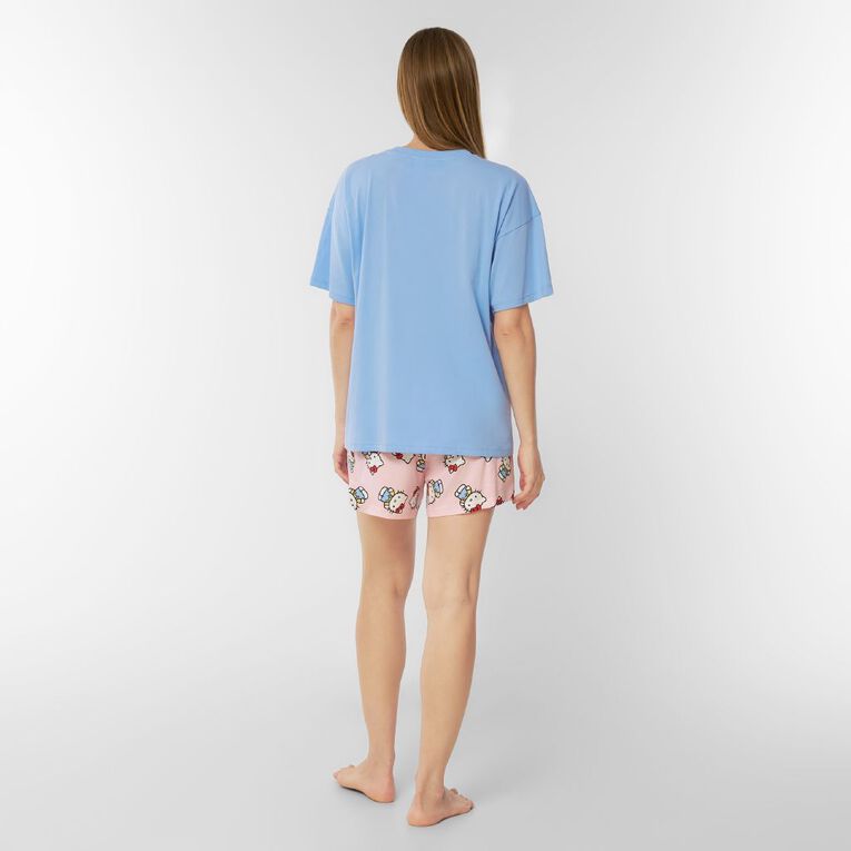 Hello Kitty Boxy T-Shirt and Short Pyjama Set, Blue Light, hi-res