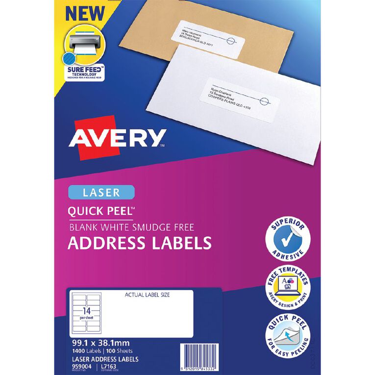 Avery Laser Quick Peel Labels L7163-14 Pack 100, , hi-res