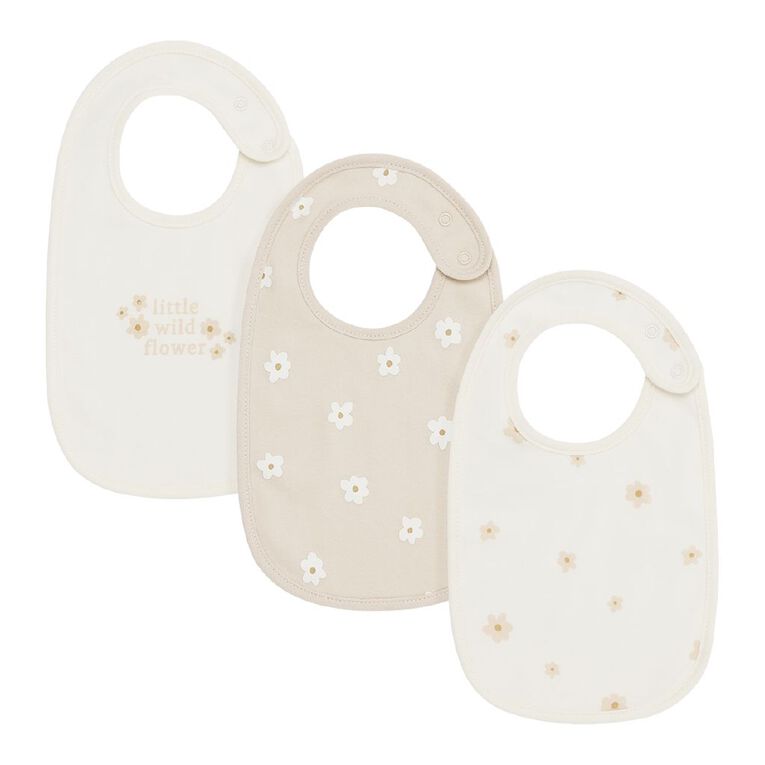 Young Original Babys' Dome Bibs 3 Pack, Grey Light, hi-res