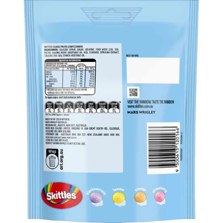 Skittles Cloudz Fruits 120g, , hi-res