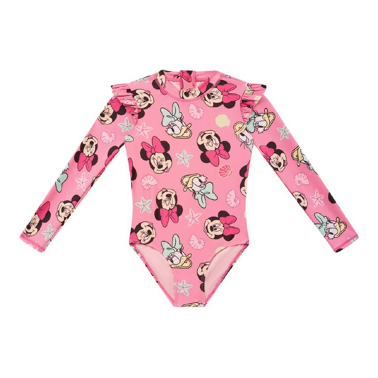 Minnie Mouse Long Sleeve Frill Swimsuit, Pink Mid, hi-res