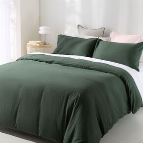 Living & Co Duvet Cover Set Washed Cotton Forest