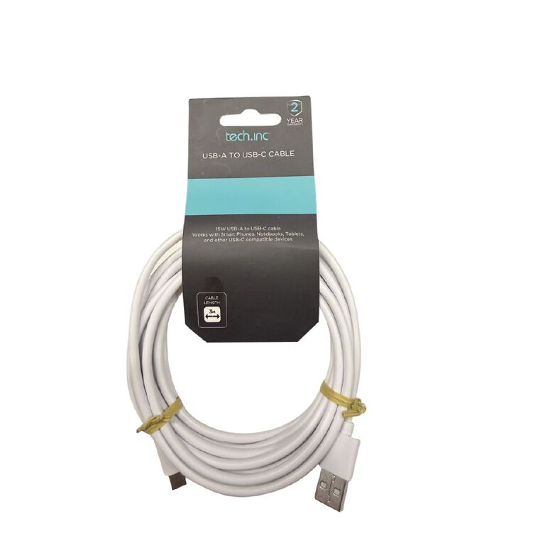 Tech.Inc USB-A To USB-C Cable White, , hi-res