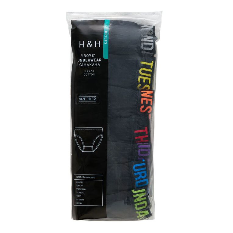 H&H Boys' Weekday Briefs 7 Pack, Black, hi-res