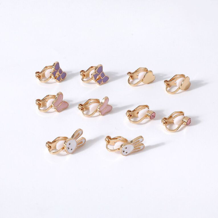 Young Original Kids' Clip Bunny Earrings 5 Pairs, , hi-res