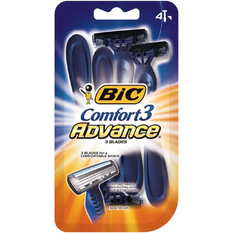 Bic Comfort 3 Advance Disposable Razor 4 Pack, , hi-res