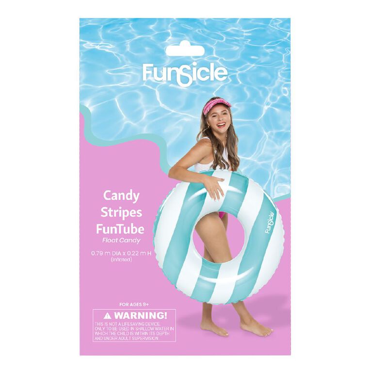 Funsicle Candy Stripes FunTube Lagoon Blue 79cm, , hi-res