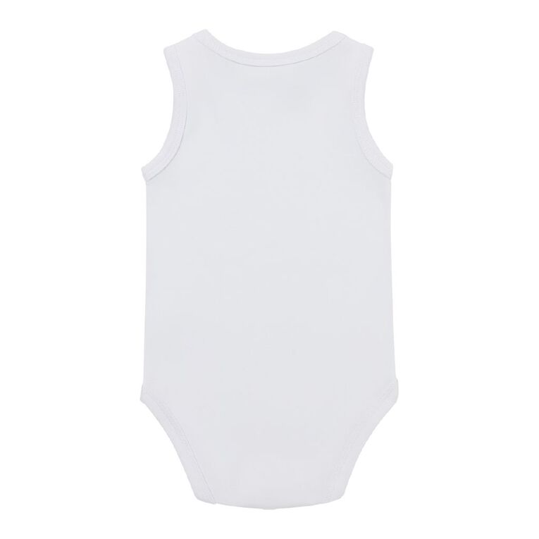 Young Original Babys' Sleeveless Bodysuit Plain 5 Pack, White, hi-res
