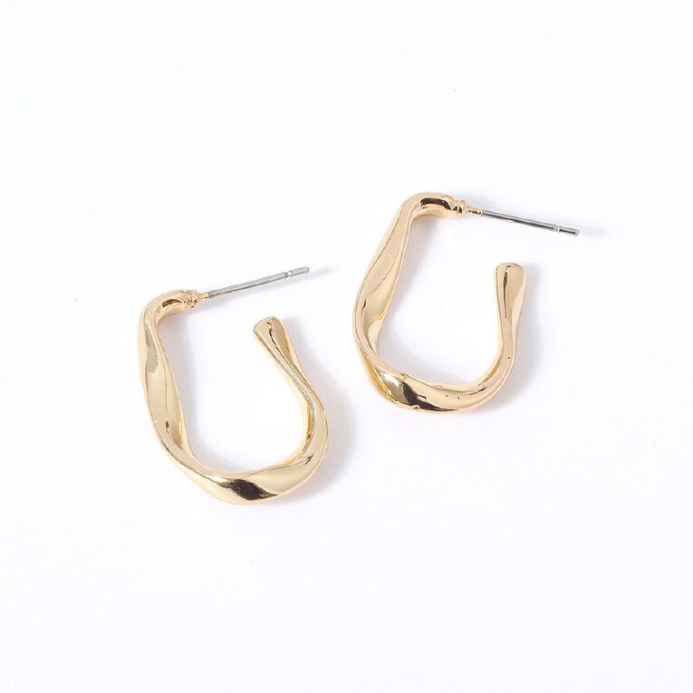 Gold Plated Hoop Stud Earrings, , hi-res