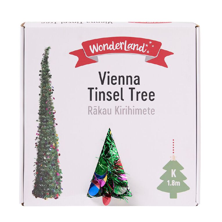 Wonderland Vienna Pop Up Tinsel Christmas Tree 1.8m K, , hi-res