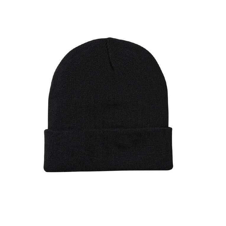 H&H Essentials Turn Up Beanie, Black, hi-res