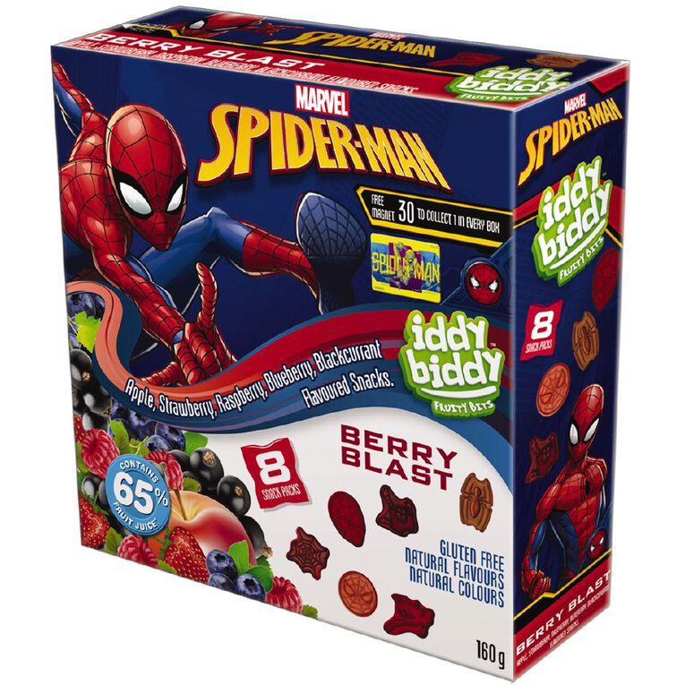 Marvel Spiderman Iddy Biddy Fruit Snacks 8 Snack Packs 160g The Warehouse